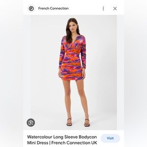 French Connection multicolor watercolor dress 2 pink purple